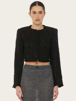 Boucle Crop Jacket - Black