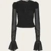Chiffon Longsleeved Top - Black