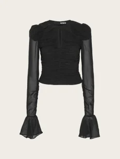 Chiffon Longsleeved Top - Black