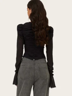 Chiffon Longsleeved Top - Black