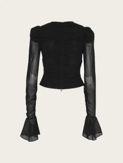 Chiffon Longsleeved Top - Black