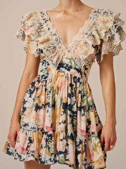 Cotton Slub Frilly Dress - Botanic