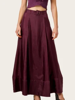 Cupro Maxi Skirt - Burgundy