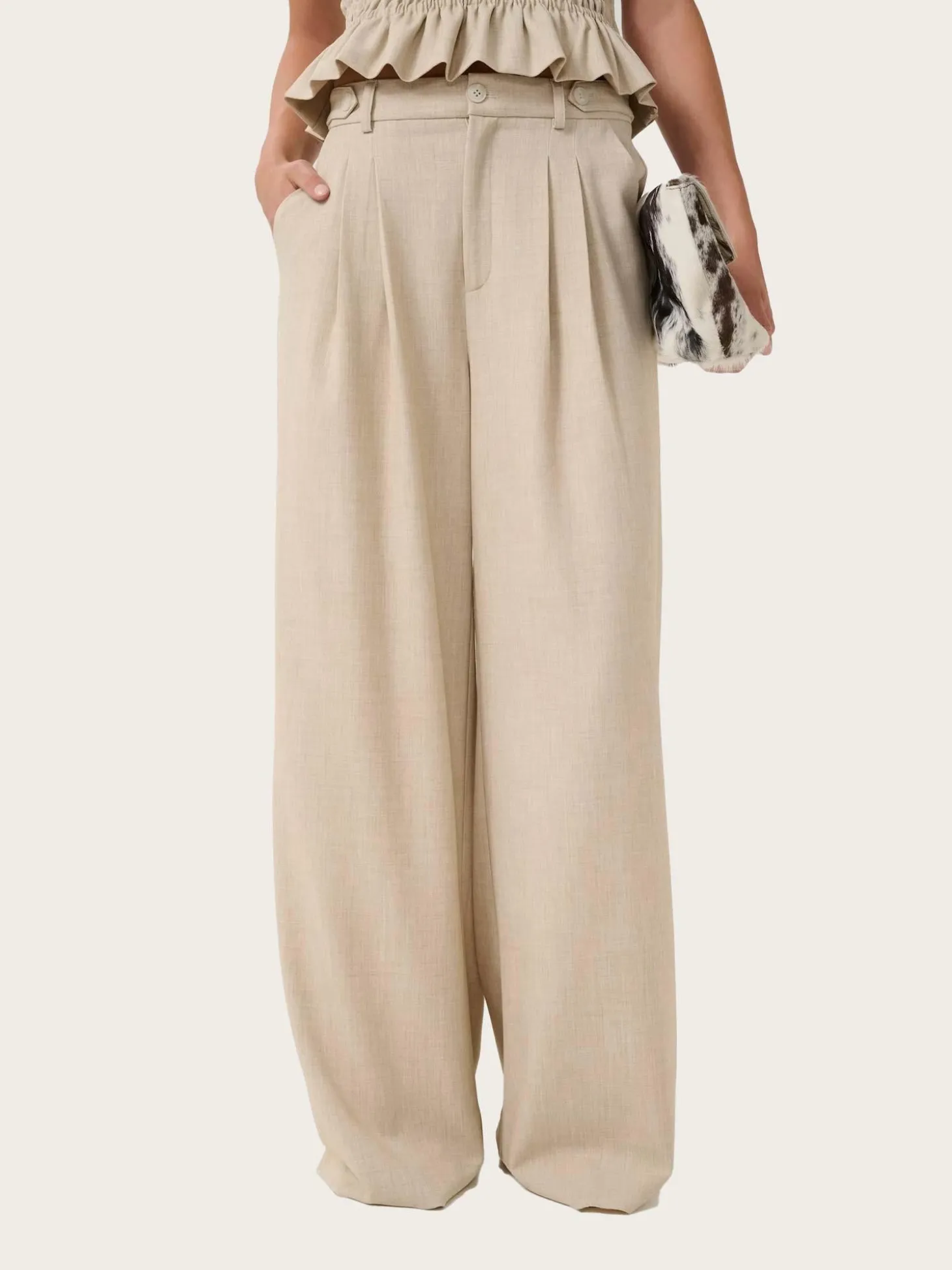 Decy HW Pants - Light Sand Melange