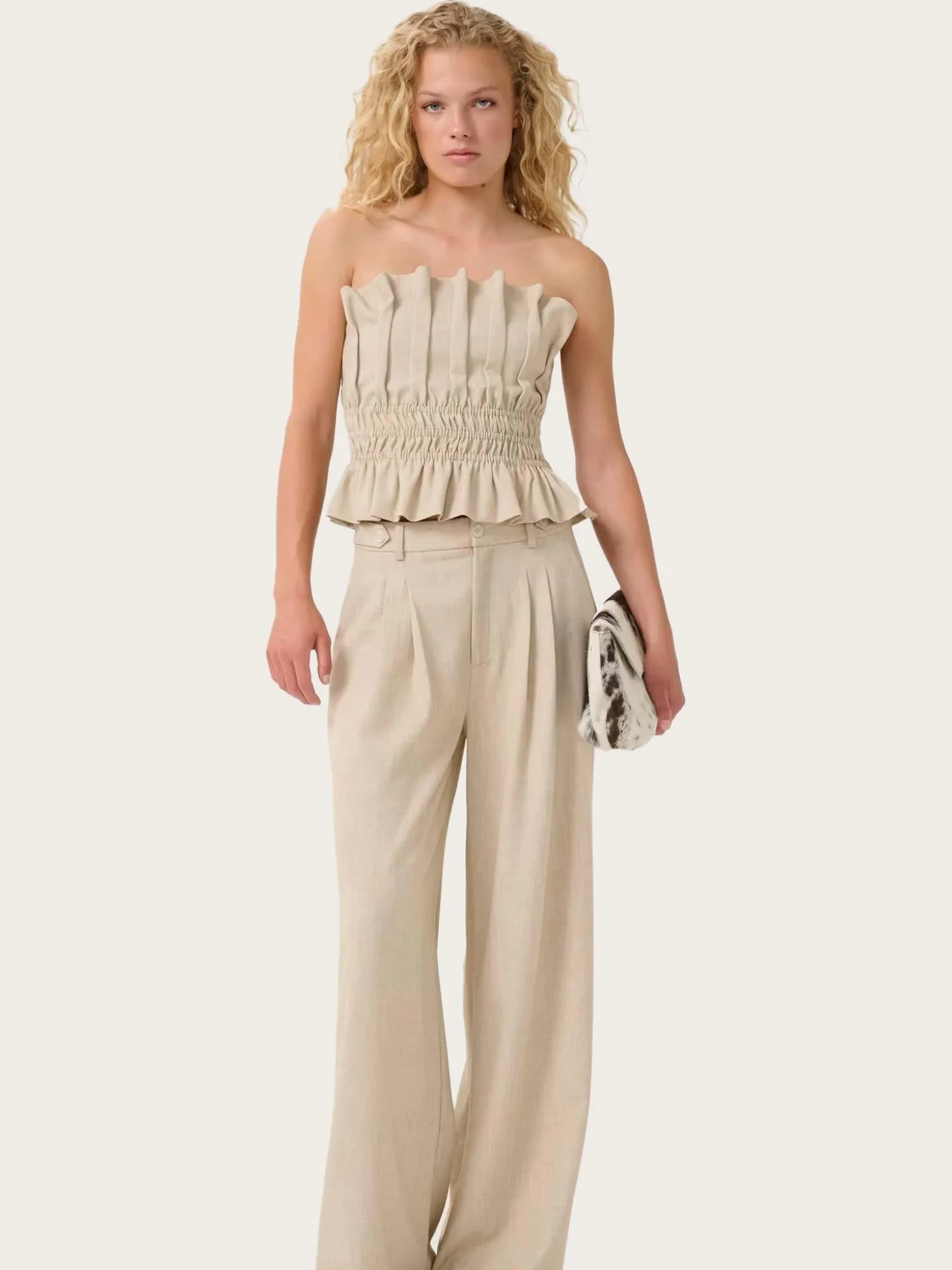 Decy HW Pants - Light Sand Melange