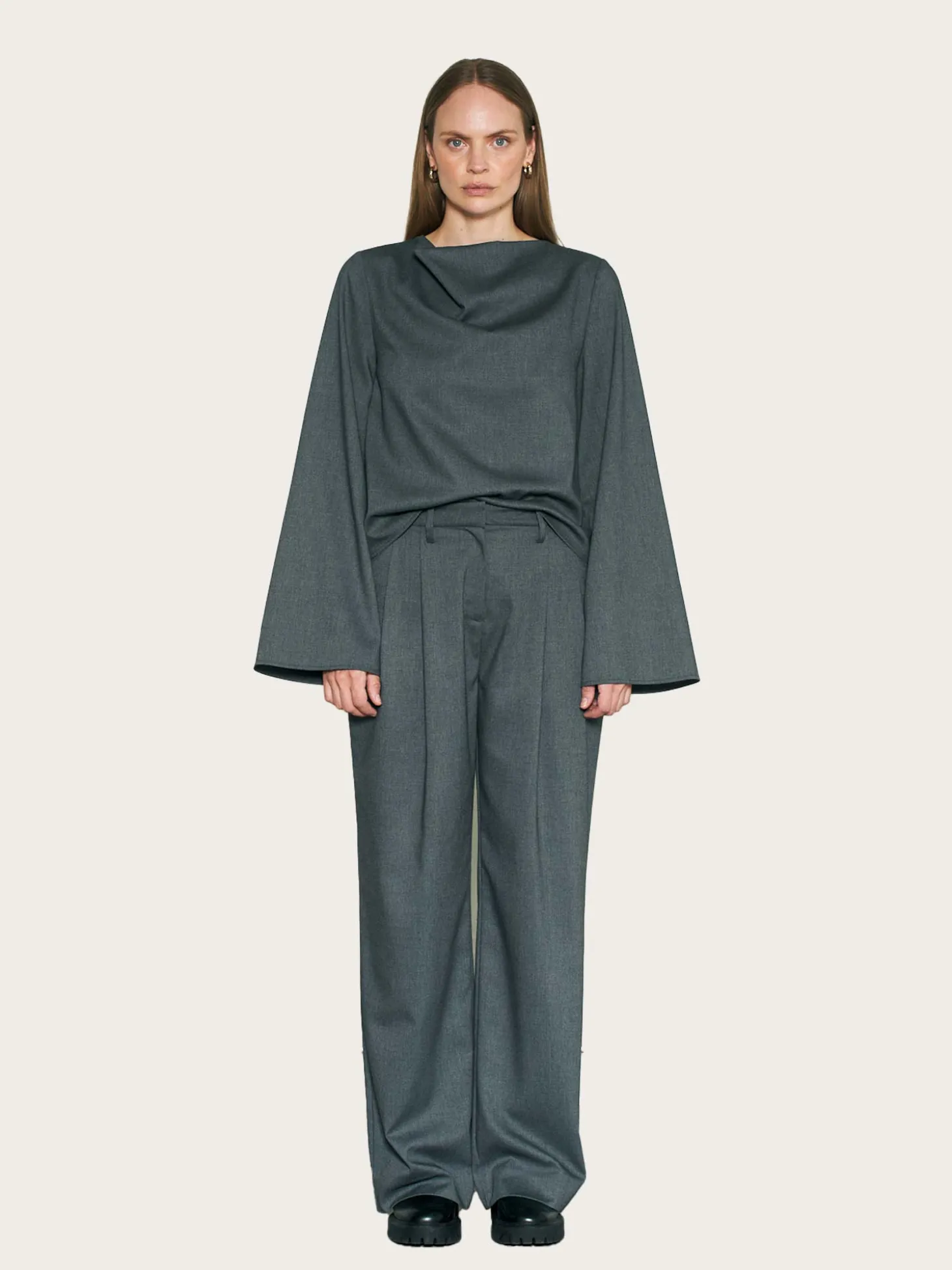 Duke Rayon Blend Pants - Dk Grey Melange