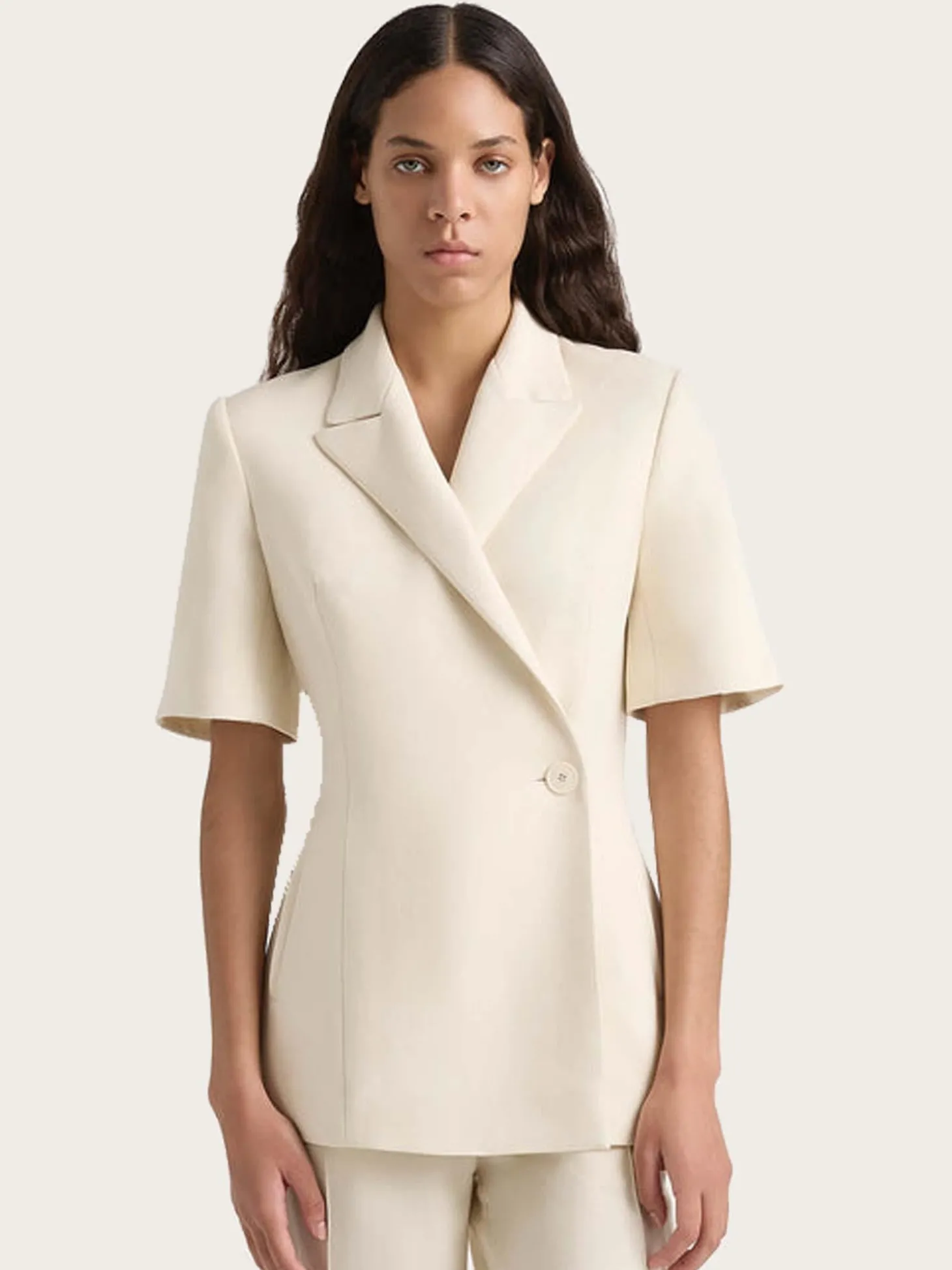 Enna Short Sleeve Blazer - Beige