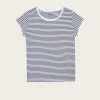 Fine Jersey Stripe Teasy Tee - White/Black