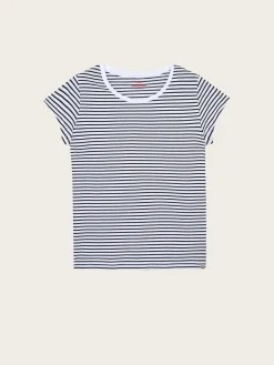 Fine Jersey Stripe Teasy Tee - White/Black