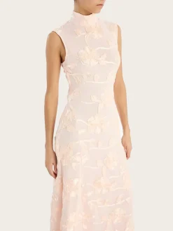 Flower Mesh Maxi Dress - Angel Wing