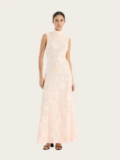 Flower Mesh Maxi Dress - Angel Wing