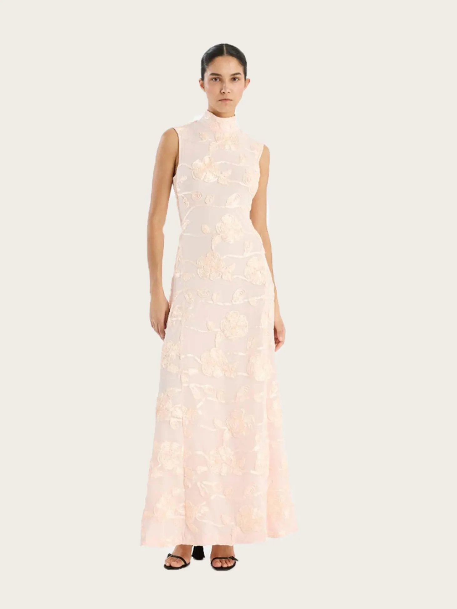 Flower Mesh Maxi Dress - Angel Wing