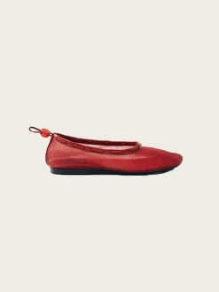 Gill Mesh Red Leather Ballet Flats