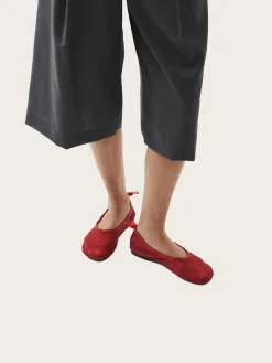Gill Mesh Red Leather Ballet Flats