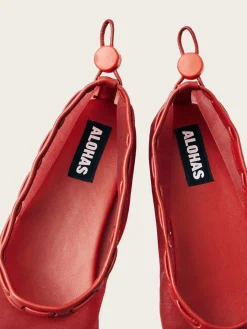 Gill Mesh Red Leather Ballet Flats