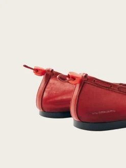 Gill Mesh Red Leather Ballet Flats