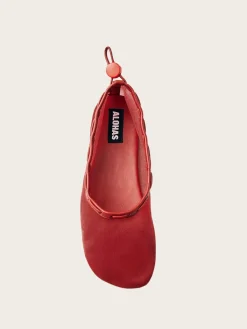 Gill Mesh Red Leather Ballet Flats