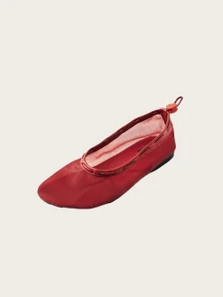 Gill Mesh Red Leather Ballet Flats
