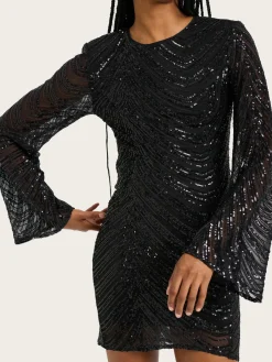 Glira Short Dress - Black Sequins