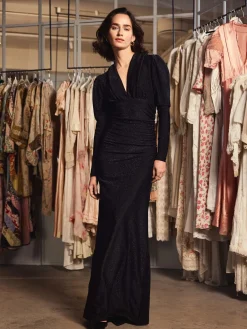 Glitter Jersey Gown - Black