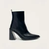 Haylo Black Leather Ankle Boots
