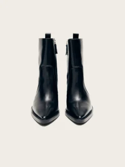 Haylo Black Leather Ankle Boots