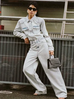 Kaily hw Wide Jeans - Light Blue Washed