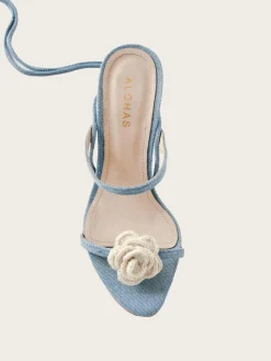 Kendra Bloom Denim Sandals - Denim Blue