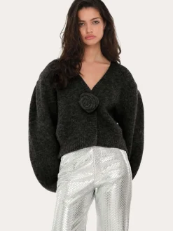 Knit Cropped Cardigan - Black