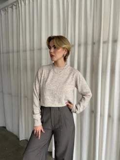 Knitted Crewneck Sweater - Porridge