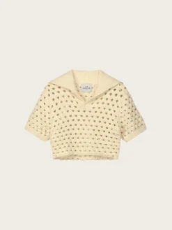 Knitted Short Sleeve Polo - Eggshell