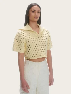 Knitted Short Sleeve Polo - Eggshell