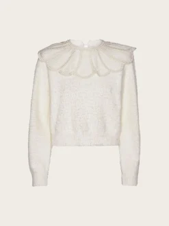 Lace Collar Knit Sweater - Blanc de Blanc