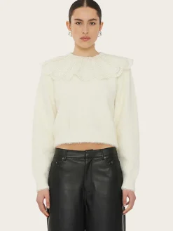 Lace Collar Knit Sweater - Blanc de Blanc
