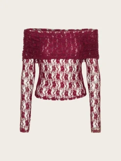 Lace ls Top - Ruby Wine