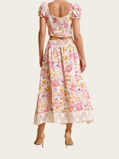 Linen Cropped Top - Vintage Corals