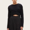 Long Sleeve Twisted Top - Noir