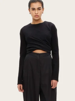 Long Sleeve Twisted Top - Noir