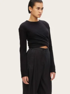 Long Sleeve Twisted Top - Noir