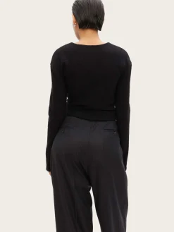 Long Sleeve Twisted Top - Noir