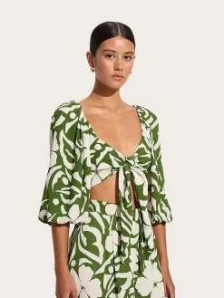 Margherita Top - Pavito Floral Olive