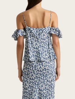 Menton Top - Leilani Print/Mid Blue