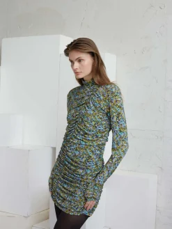 Milia Dress - Green/Blue Brush