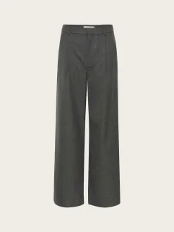 Paula Melange MW Wide Pants - Dark Grey Melange