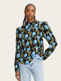 Pia P Blouse - Flower Army Blue