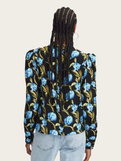 Pia P Blouse - Flower Army Blue