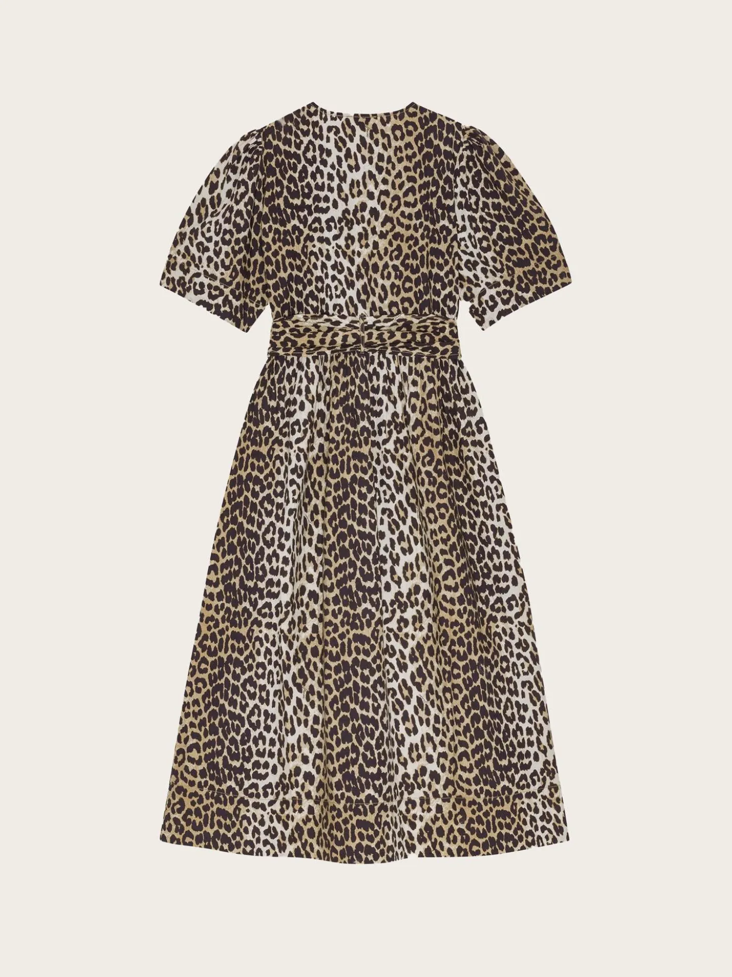 Printed Cotton Tie Strap Midi Dress - Leopard