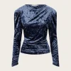 Shine Top Velour - Ashy Blue