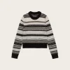 Soft Wool Stripe O-Neck - Black