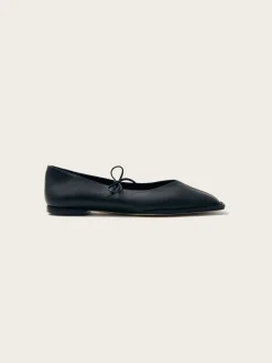 Sway Black Leather Ballet Flats